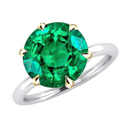 Fine Emerald GIA-Certified Gemstone Ring 4 ct in Two-Tone 14K