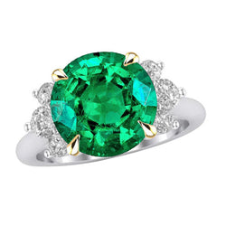 GIA-Certified Fine Emerald Precious Stone Ring 4 ct – 14K Two