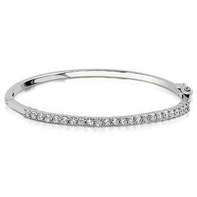 Round Cut Natural Diamond Bangle 2.40 Carats White Gold 14K