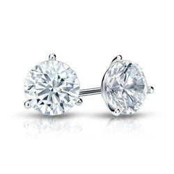 Round Cut Natural Earth Mined Diamond Stud Earrings 3 Ct White Gold Fine Jewelry
