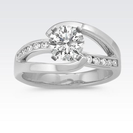 Round Cut Real 2.60 Ct Diamonds Anniversary Ring Split Shank Jewelry New - Solitaire Ring with Accents-harrychadent.ca