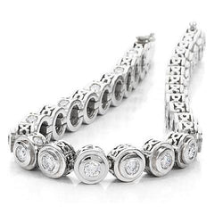 Round Cut Real 7 Carats Diamond Tennis Bracelet White Gold Fine Jewelry