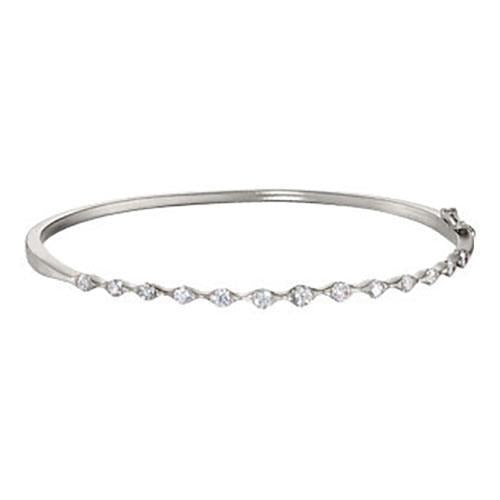 Round Cut Real Diamond Bangle 3.25 Carats White Gold