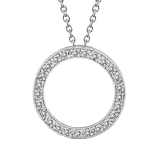 Round Cut Real Diamond Circle Pendant Necklace 2.50 Carat White Gold 14K