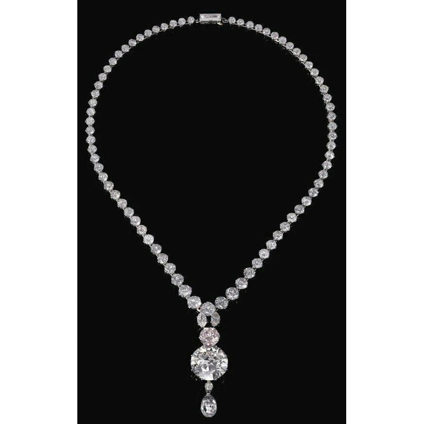 Round Cut Real Diamond Ladies Necklace 20 Carats Fine Jewelry