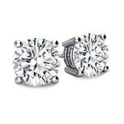 Round Cut Real Diamond Stud Earring 1.80 Carats White Gold - Stud Earrings-harrychadent.ca