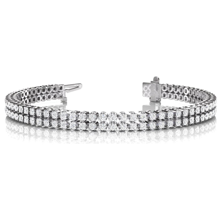 Round Cut Real Diamond Tennis Bracelet 6.60 Carats White Gold 14K