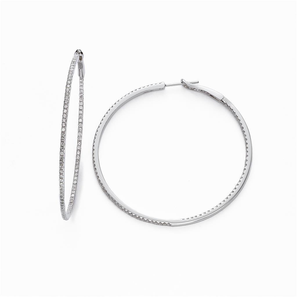 Round Cut Small 1.80 Ct Genuine Diamonds Ladies Hoop Earrings White Gold 14K