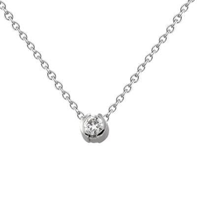 Round Cut Solitaire Natural Diamond Necklace Pendant 1 Carat Solid White Gold