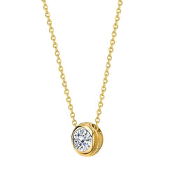 Round Cut Solitaire Real Natural Earth Mined Diamond Pendant Necklace 2 Carats Yellow Gold 14K