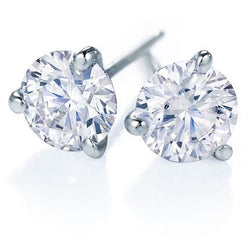 Round Cut Solitaire Real Diamond Studs Earring 2.40 Carats White Gold 14K