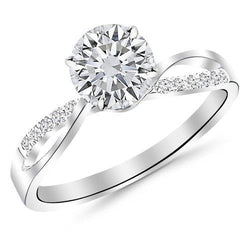 Round Cut Solitaire With Accent 2.50 Ct Real Natural Earth Mined Diamonds Wedding Ring