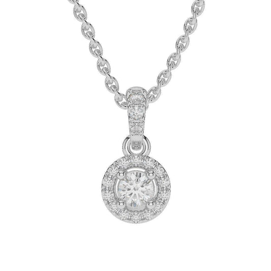 Round Cut Sparkling 1.60 Ct Real Diamonds Pendant Necklace White Gold