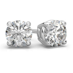 Round Cut Sparkling 3.80 Ct Genuine Diamonds Studs Earring White Gold 14K