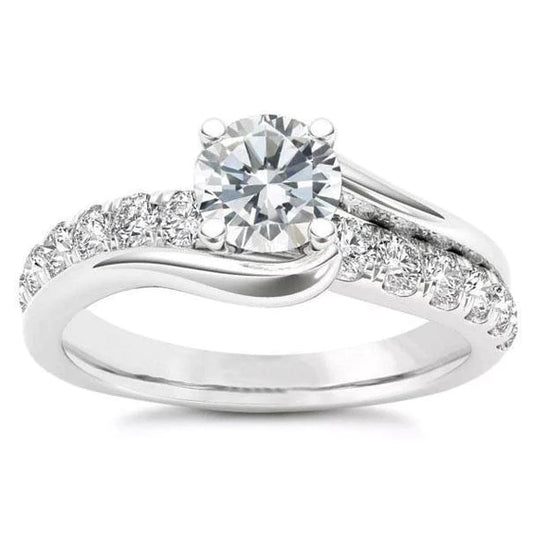 Round Cut Sparkling 3 Carats Real Diamond Engagement Ring White Gold 14K