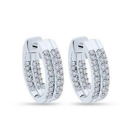 Round Cut Sparkling 4.50 Ct Real Diamonds Women Hoop Earrings Gold White