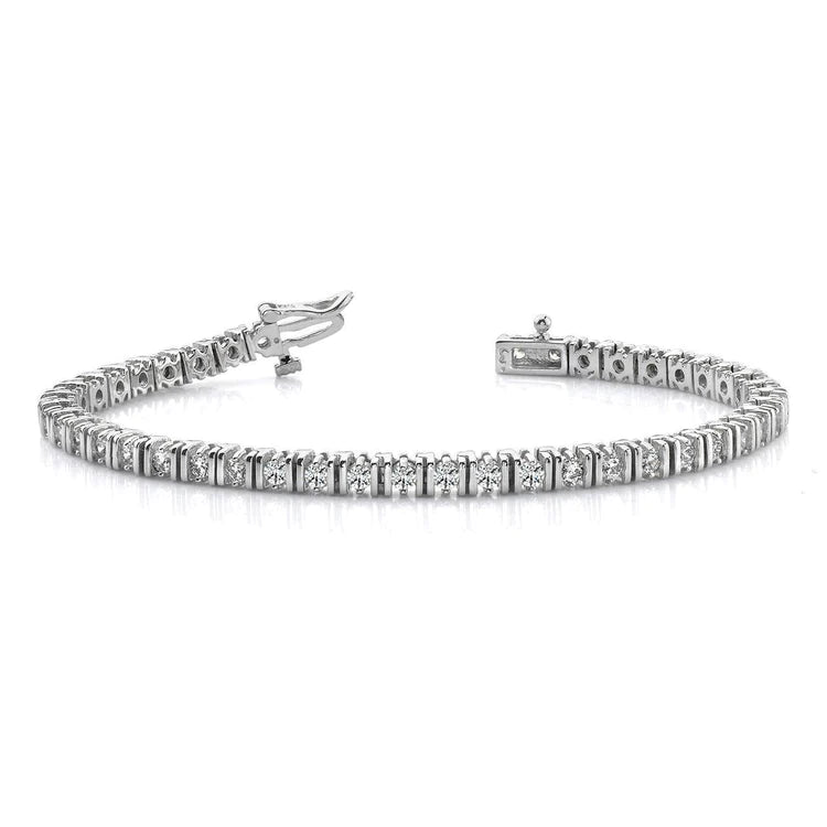 Round Cut Sparkling 4 Carats Genuine Diamonds Tennis Bracelet White Gold 14K