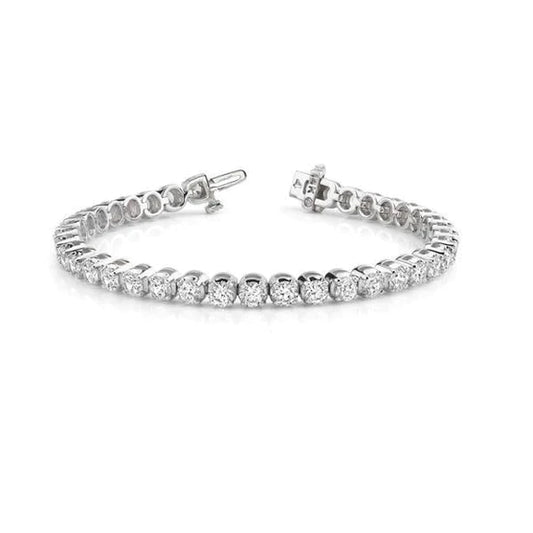 Round Cut Sparkling 7.60 Carats Natural Diamond Tennis Bracelet Gold White 14K