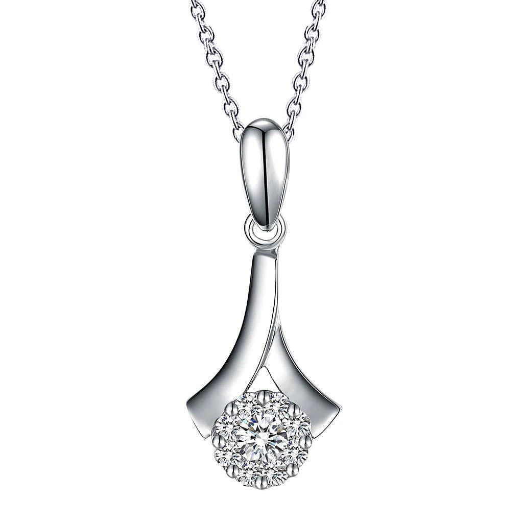 Round Cut Sparkling Natural Diamond Pendant Necklace 3.50 Carat White Gold 14K