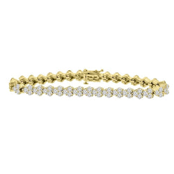 Round Cut Sparkling Real 5 Carats Diamonds Ladies Bracelet YG 14K