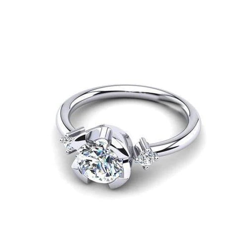 Round Cut Three Stone 1.75 Carats Real Diamonds Engagement Ring