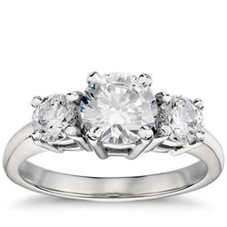 Round Cut Three Stone 2.50 Carat Genuine Diamond Engagement Ring