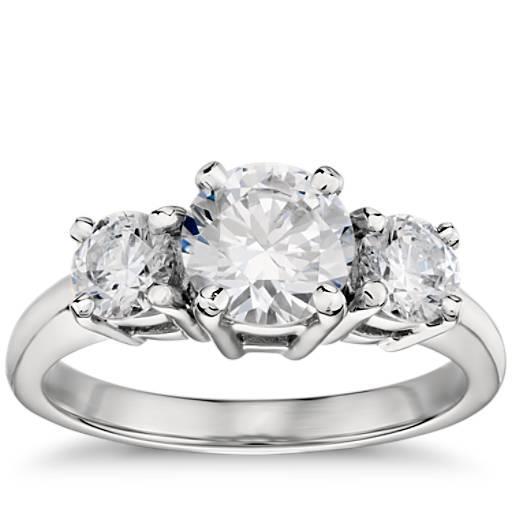 Round Cut Three Stone 2.50 Carat Genuine Diamond Engagement Ring