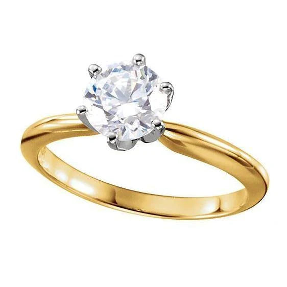 Round Real Natural Earth Mined Diamond 3.52 Ct. Solitaire Ring Two Tone Jewelry