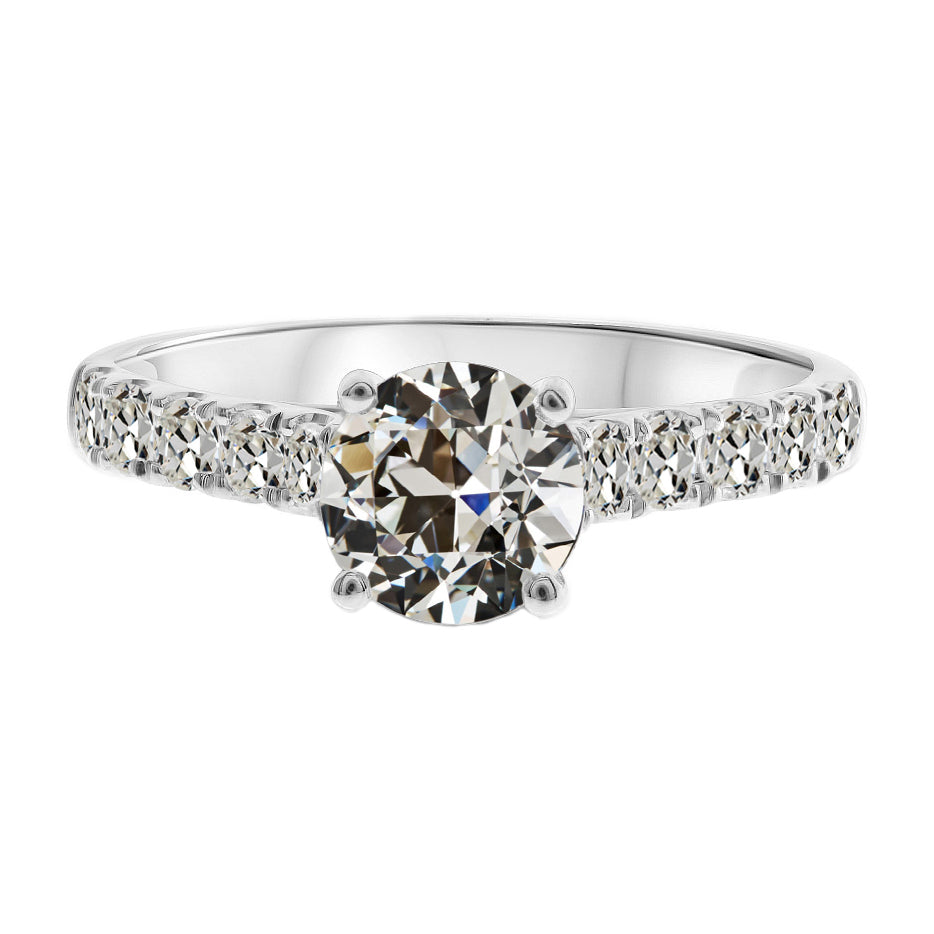 Natural Brilliant Diamond Solitaire Ring with Accents 3 ct 14 Karat White Gold – main view