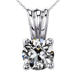 14K White Gold Drop Pendant with Brilliant Diamond – 3 ct