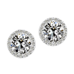 Shimmering Antique Cushion Brilliant Diamond Earrings – 2 ct 14K