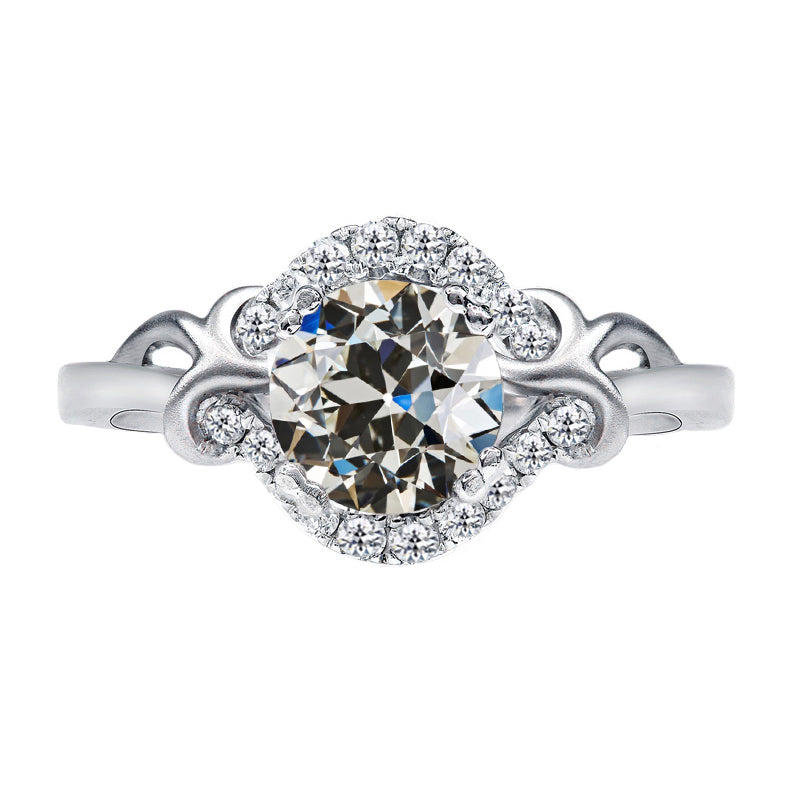 Diamond Halo Ring 2-ct 14 Karat White Gold – main view