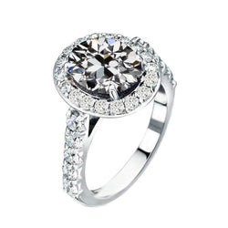 Antique Cushion Brilliant Diamond Halo Ring in 14 Karat White