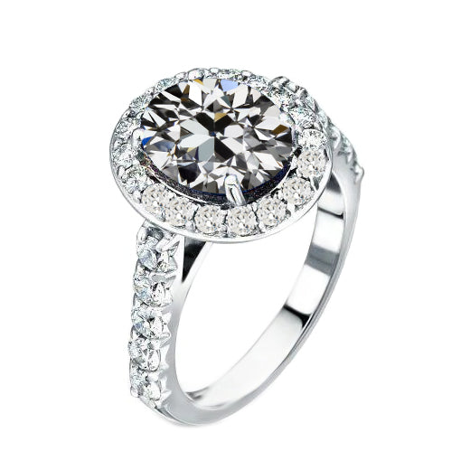 Brilliant Diamond Halo Ring 3.50-ct 14 Karat White Gold – main view