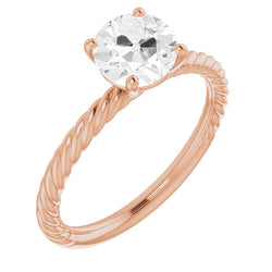14 Karat Rose Gold Twisted Shank Diamond Solitaire Ring 2 ct