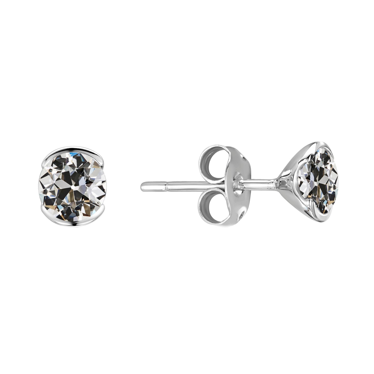 Fine Diamond Antique Cushion Drop Earrings in 14K White Gold – main view