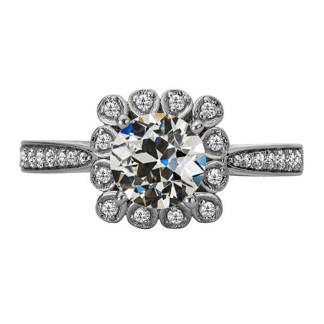 Halo Engagement Ring 14 Karat White Gold with Brilliant Diamond – main view