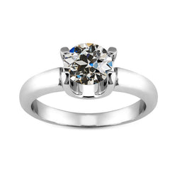 Diamond Single Stone Ring – Antique Cushion 2 ct 14K White Gold