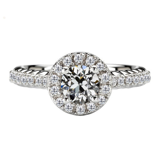 Brilliant Diamond Halo Setting Ring 1-ct 14K White Gold – main view