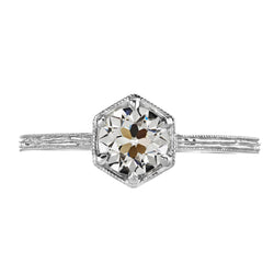 Fine Diamond Old Mine Cut Single Stone Ring 2 ct – 14K White Gold