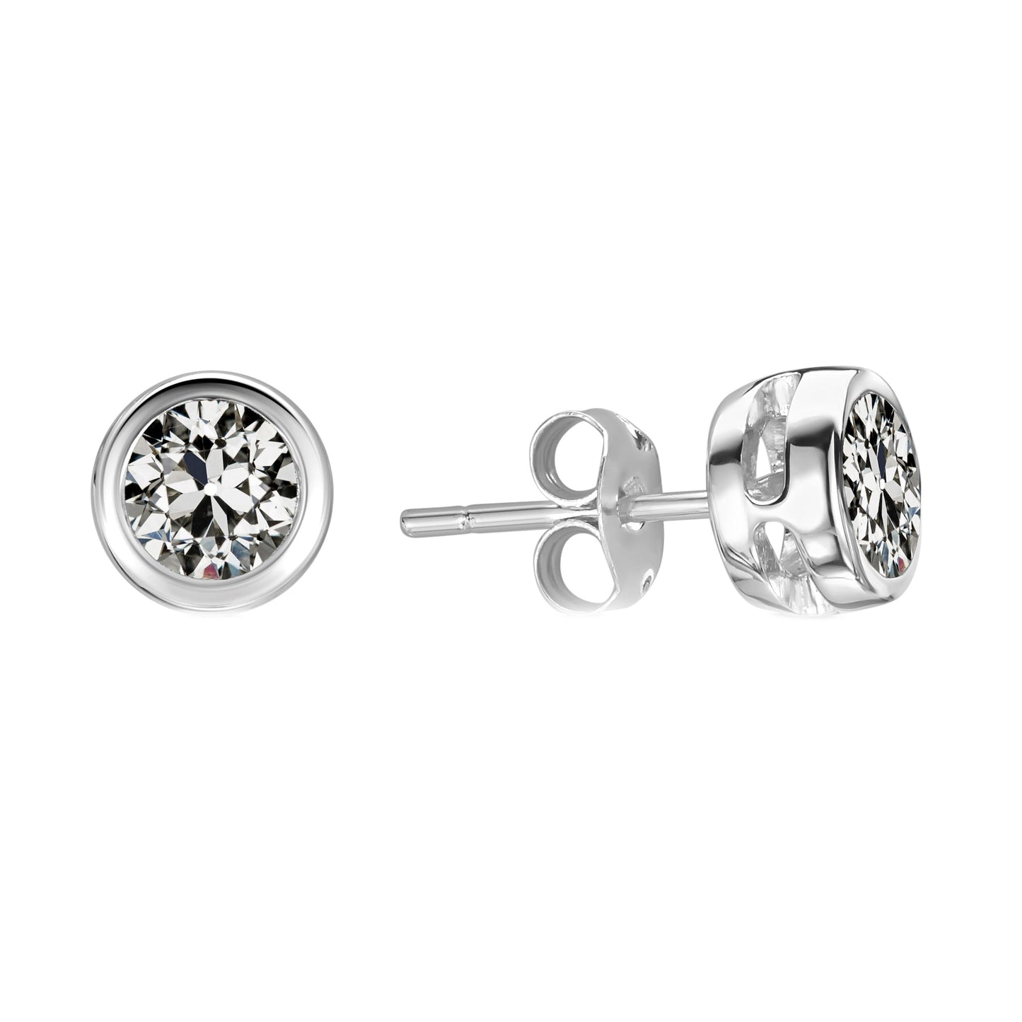 Fine Diamond Antique Cushion Drop Earrings in 14 Karat White Gold – main view