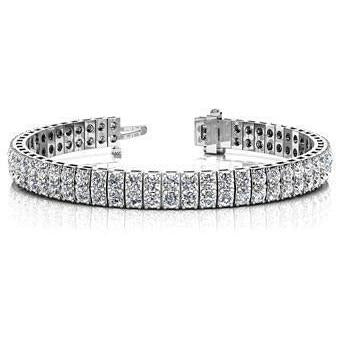 Round Double Row Real Diamond Tennis Bracelet 9.90 Carats White Gold 14K - Tennis Bracelet-harrychadent.ca