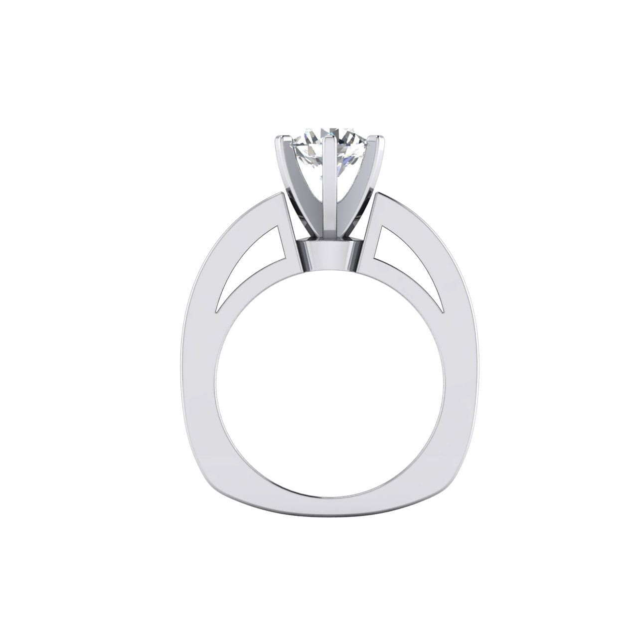 Round Euro Shank Natural Diamond Engagement Ring With Accents WG 14K