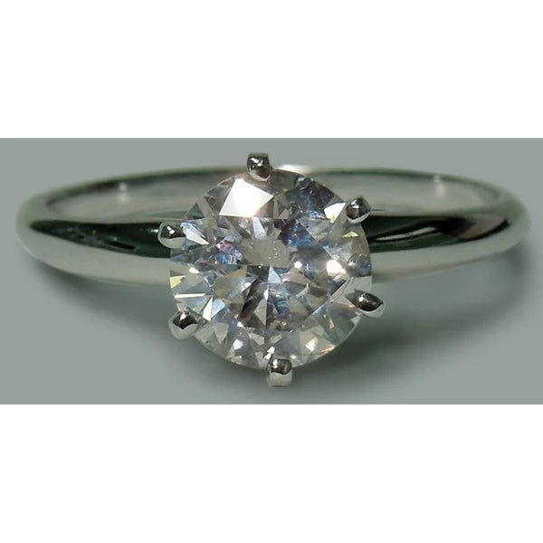 Round Genuine Diamond 1.75 Carat Engagement Solitaire Ring White Gold 14K New