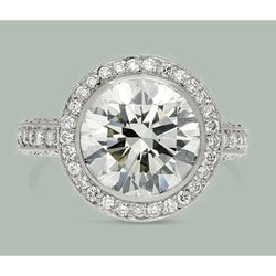 Round Genuine Diamond 6 Carat Halo Engagement Ring