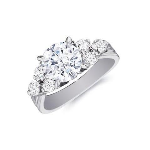 Round Genuine Diamond Anniversary Ring 2.60 Carats White Gold 14K Women