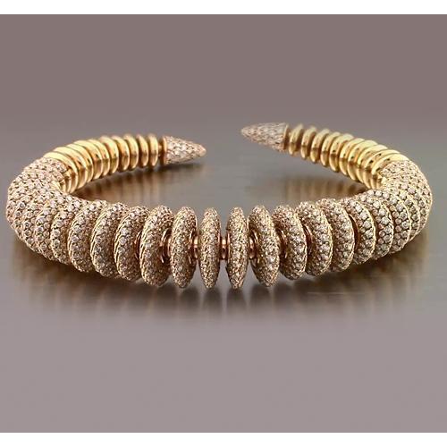 Round Genuine Diamond Bangle 19 Carats Yellow Gold 14K Jewelry New