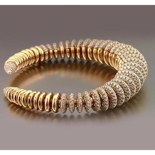 Round Genuine Diamond Bangle 19 Carats Yellow Gold 14K Jewelry New