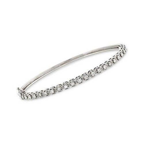 Round Genuine Diamond Bangle White Gold Jewelry 3.60 Ct