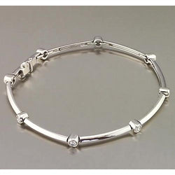 Round Genuine Diamond Bezel Set Bracelet 2.40 Carats F Vs1 White Gold Jewelry
